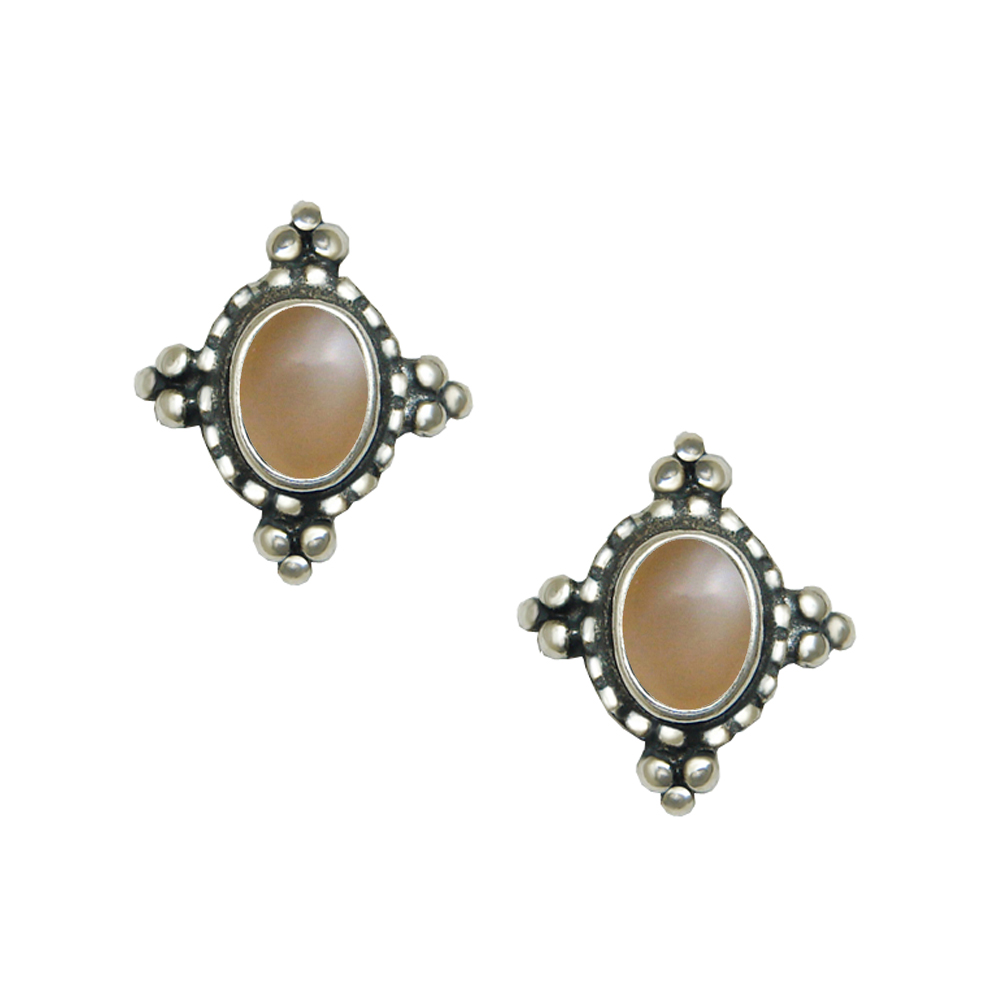 Sterling Silver Little Peach Moonstone Post Stud Earrings